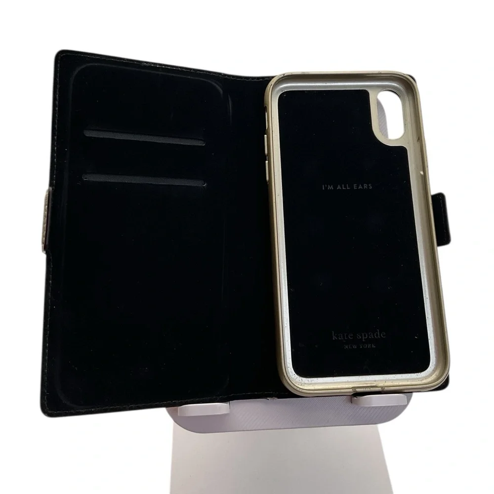 Kate‎ Spade Black and Gold Folio Phone Case phone removeble